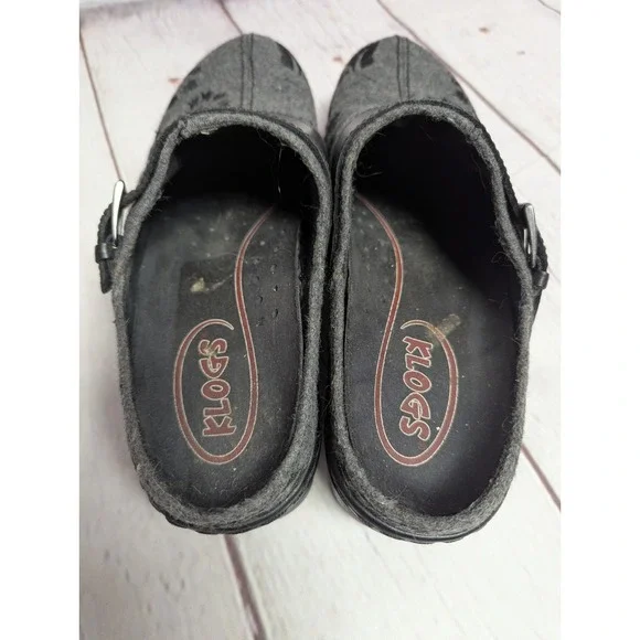 Austin Grey Tapestry Klogs Black Slip Resistant Size 9 - Picture 6 of 8